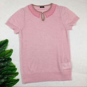 J. Crew Alpaca Open Knit Short sleeve Top Pink Women’s Small